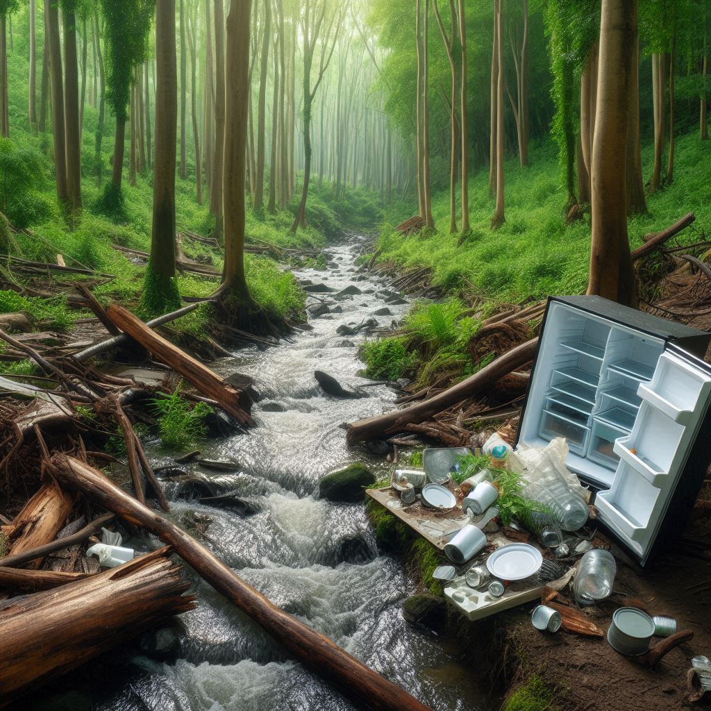 1.¿Cómo elegir el mejor servicio de reparación de electrodomésticos? ¿Es mejor comprar uno nuevo y más moderno? Servicio de reparación de electrodomésticos. Reciclar evita el impacto ambiental. Foto de una nevera al lado de un río.